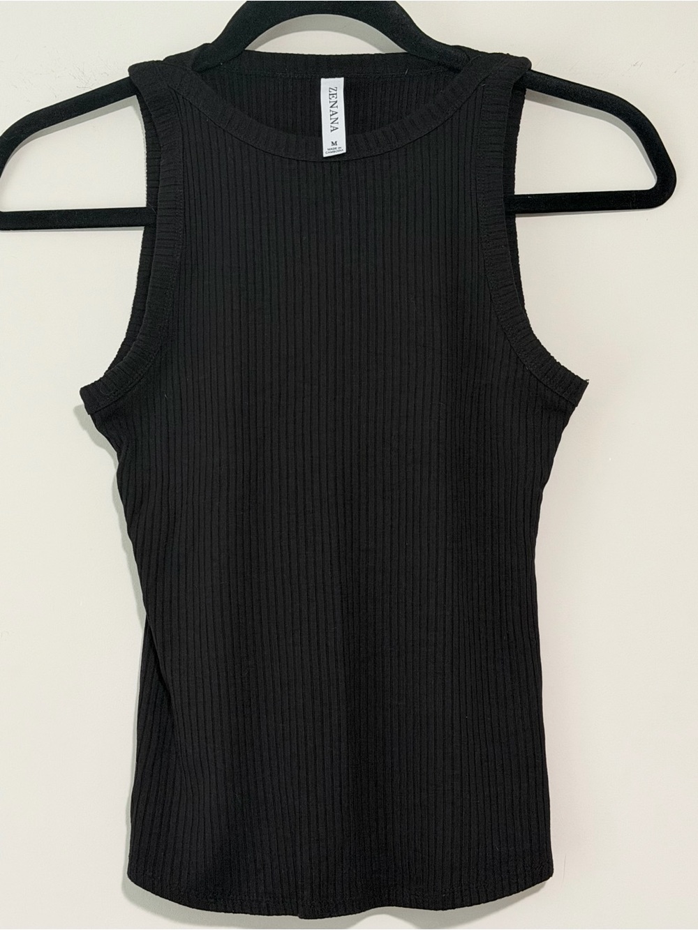 Zenana Outfitters Black Ribbed Crewneck Tank